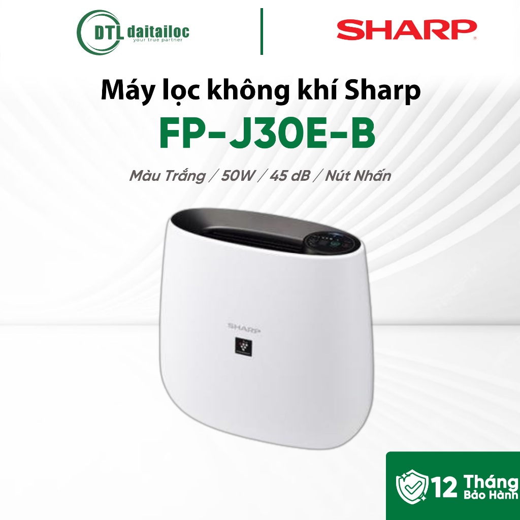 Máy Lọc Không Khí Sharp FP-J30E-B Phòng 23m² Plasmacluster Ion 7000 HEPA Lọc Bụi PM2.5